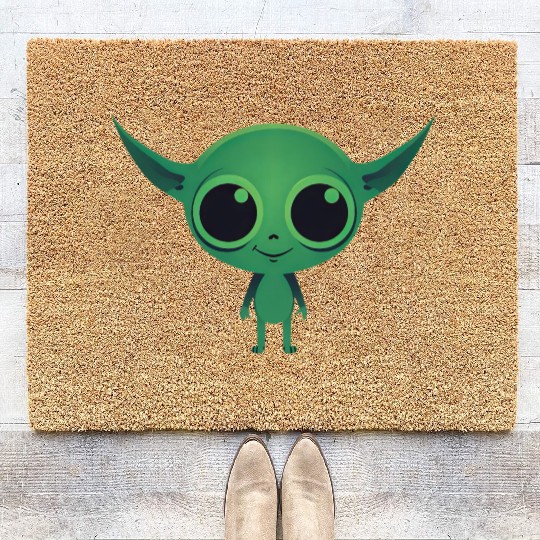 Cute Green Alien Coir Doormats
