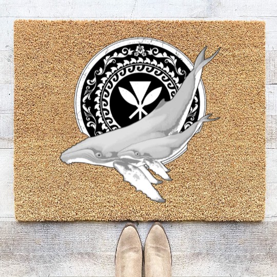 Kanaka Maoli humpback whale Coir Doormats