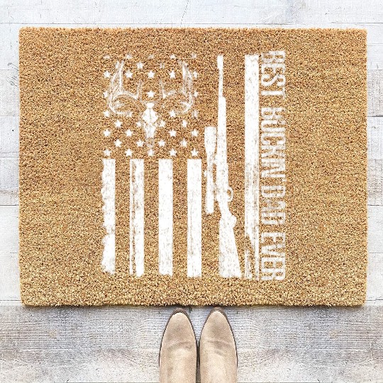 Deer Hunting Us Flag Best Buckin Dad Ever Love Coir Doormats