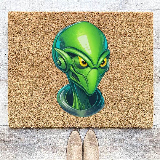 Cool Alien Cyborg Head Coir Doormats