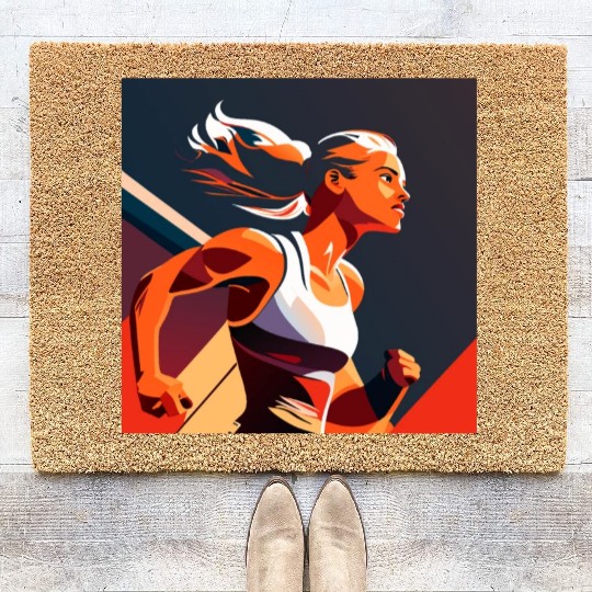 Sport Girl Running Coir Doormats