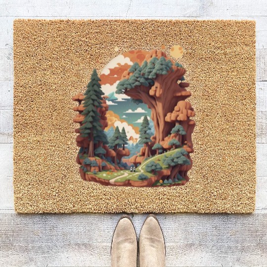 Peaceful hike in nature Coir Doormats