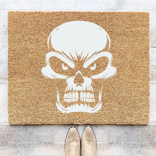 Angry Skull of Darkness Coir Doormats