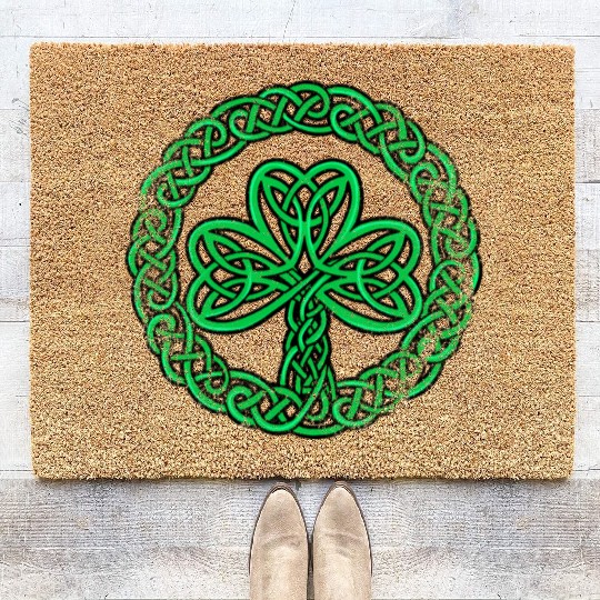 Irish Celtic Knot Shamrock Clover Coir Doormats