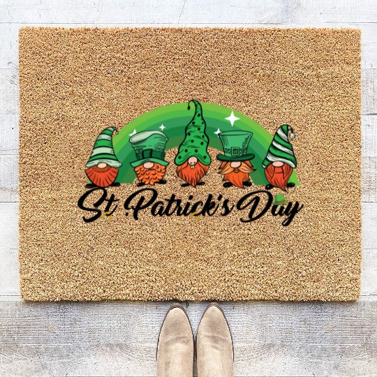 Saint Patrick s Day Horseshoe Clover Shamrock Coir Doormats