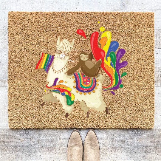 Llama Equality Gay LGBTQ Rainbow LGBT Pride Month Coir Doormats