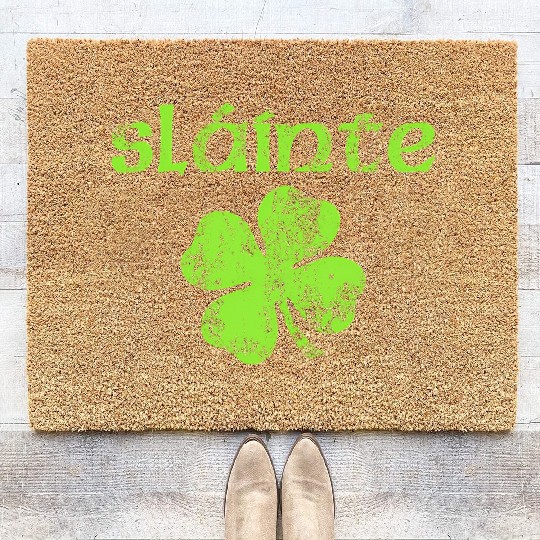 Slainte Cheers Health Fun St Patric Day Coir Doormats