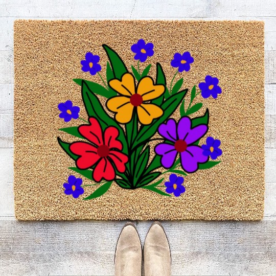 floral flowerpattern blossom flower tendril blooms Coir Doormats