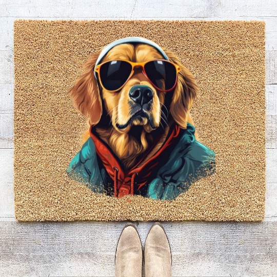 Golden Retriever in the Streets | Dog Lovers Coir Doormats