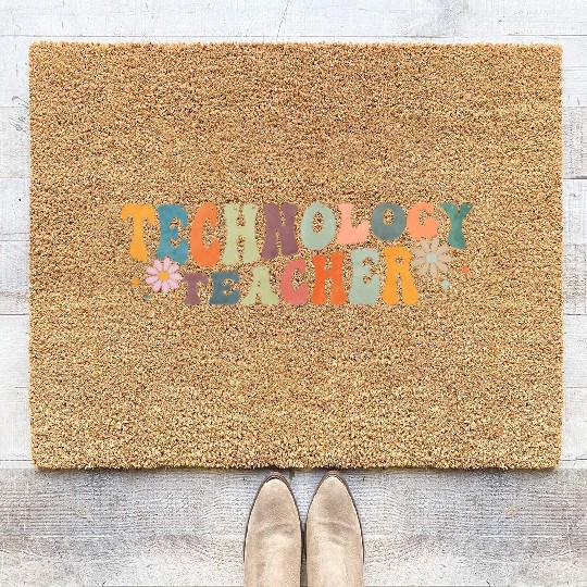 Groovy Technology Teacher Teaching Coir Doormats