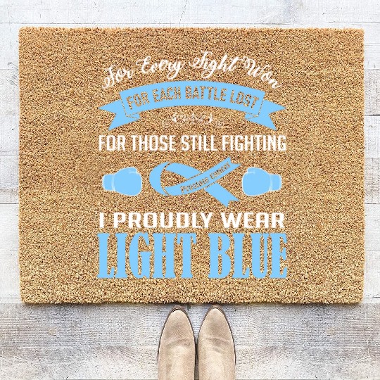 I Proudly Wear Light Blue Prostate Cancer Coir Doormats