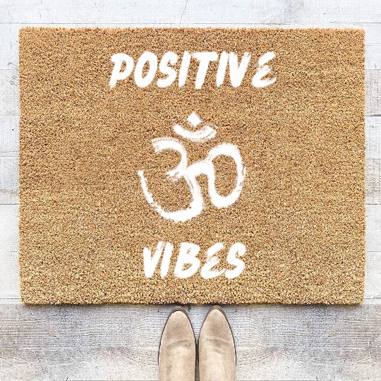 Positive vibes quote Coir Doormats and apparel design