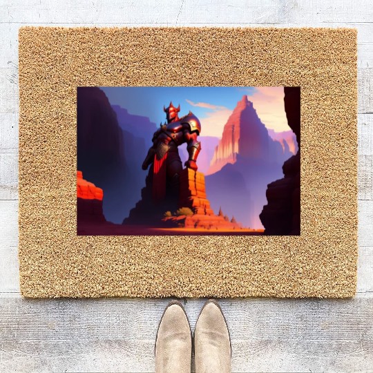 Khorne statue in the depths of the grand canyon Coir Doormats