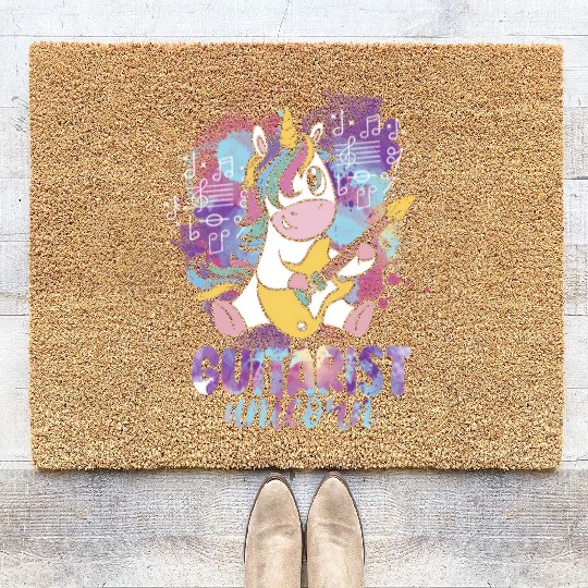 Guitarist Unicorn Music Lover Pony Musician Guitar Coir Doormats
