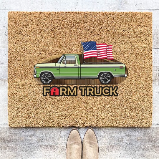 Farm Truck Green Coir Doormats