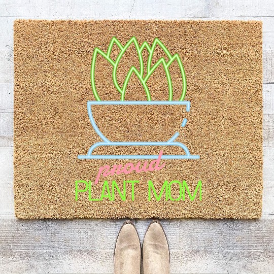 Proud Plant Mom Neon Style Coir Doormats