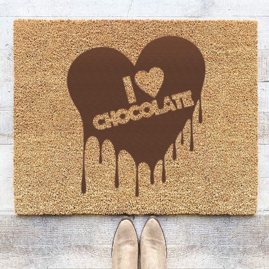 I Love Chocolate Candy Heart Lover Coir Doormats