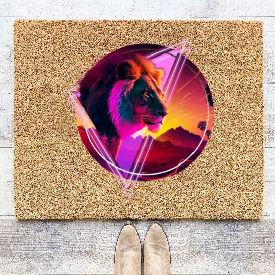 Synthwave desert Lion Coir Doormats