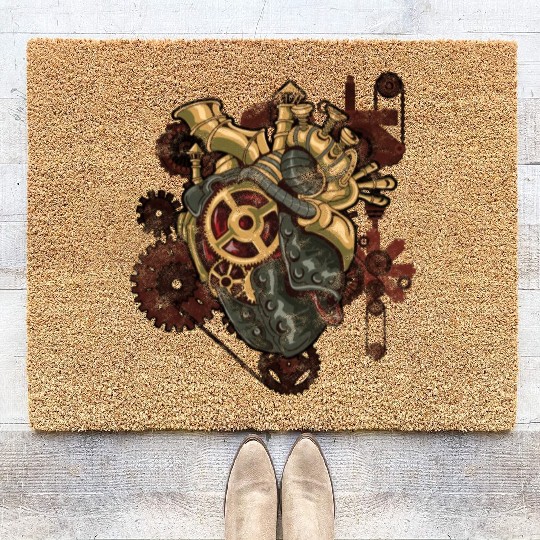 Steampunk Heart Robot Cosplay Scifi Mechanical Coir Doormats