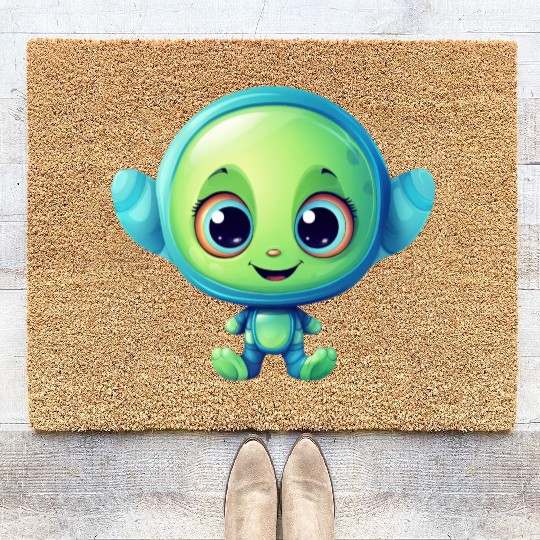 Kawaii Laughing Alien Coir Doormats