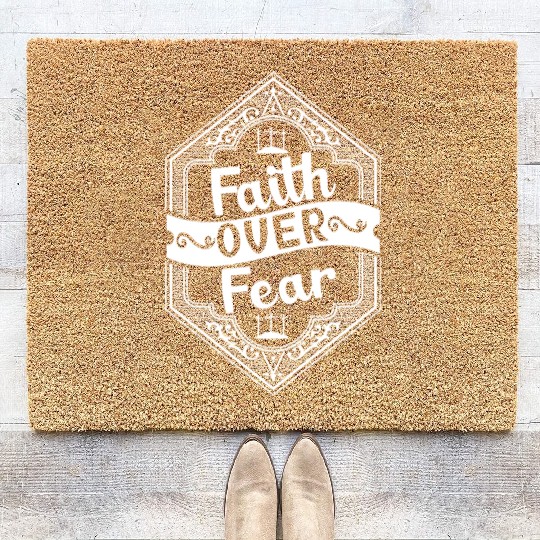 Faith Over Fear Love Jesus Christian Christmas Coir Doormats
