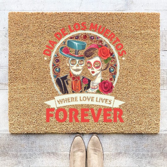 Dia De Los Muertos Sugar Skull Mexican Holiday Coir Doormats