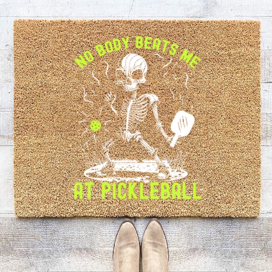 No Body Beats Me At Pickleball Halloween Skeleton Coir Doormats