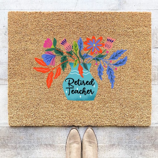 Retired Teacher Floral Retirement Of Teaching Coir Doormats