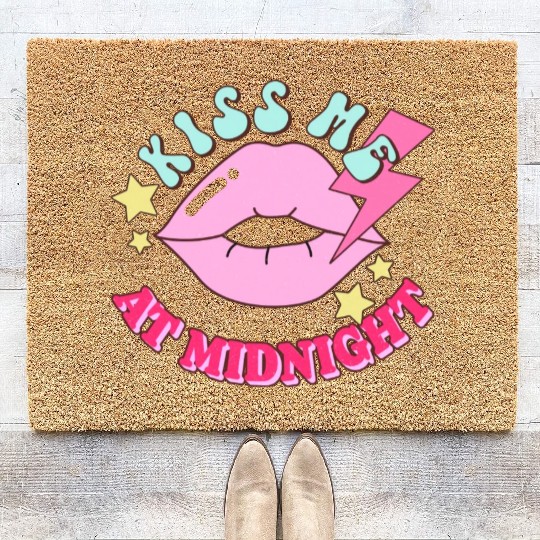 New Years Eve Party Kiss Me At Midnight I Love You Coir Doormats