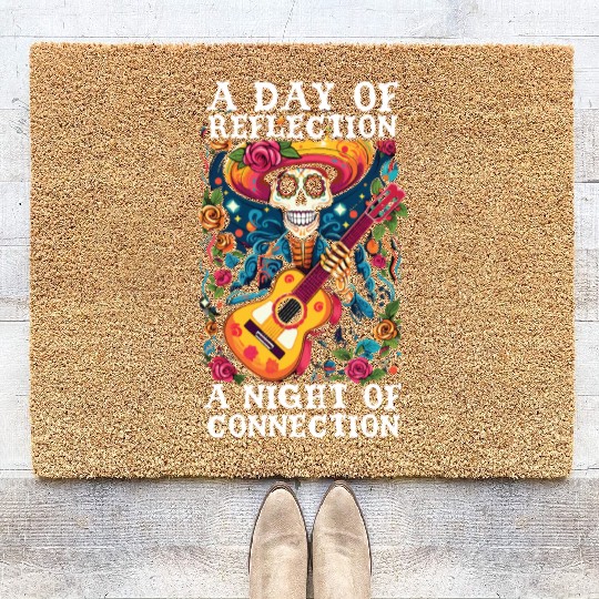 Dia De Los Muertos Sugar Skull Mexican Holiday Coir Doormats