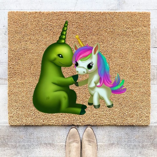 Friends from Other Worlds: Alien Meets Unicorn Coir Doormats
