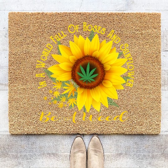 In A World Full Of Roses And Sunflower Be A Weed Coir Doormats