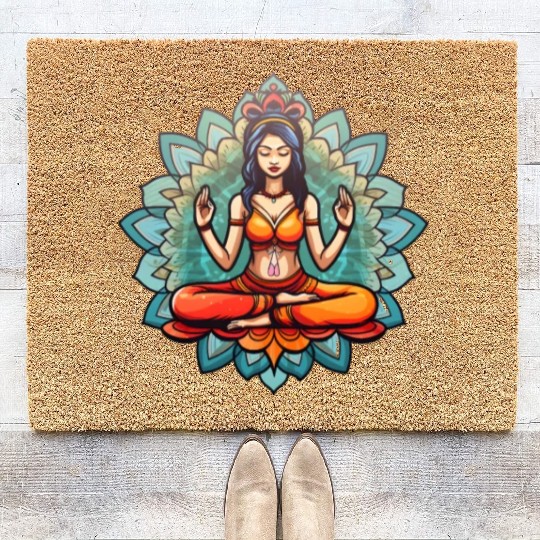 Yoga Meditation Woman Coir Doormats