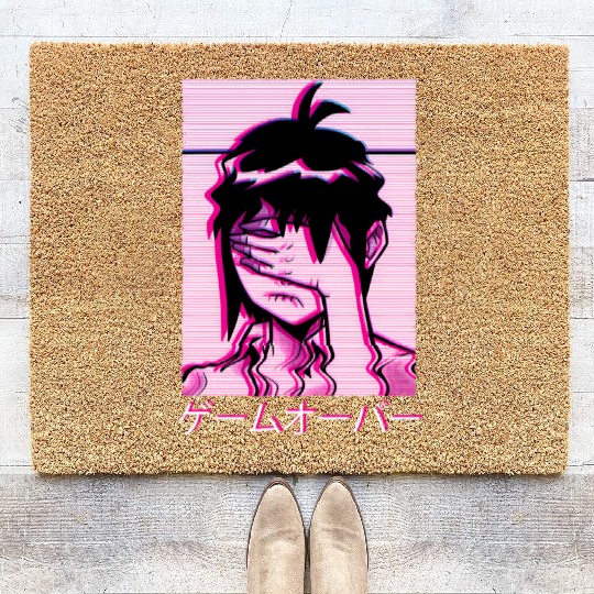 Vaporwave E Japanese Aesthetic Anime Sad E Coir Doormats