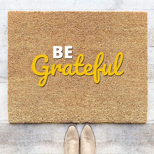 Be Grateful Handwritten Quote Design Coir Doormats