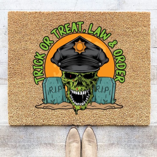Trick or Treat, Law & Order Policeman Halloween Coir Doormats