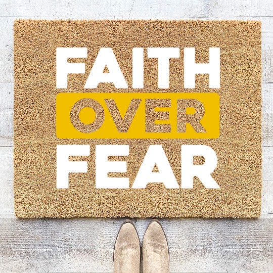 Faith Over Fear Love Jesus Christian Christmas Coir Doormats