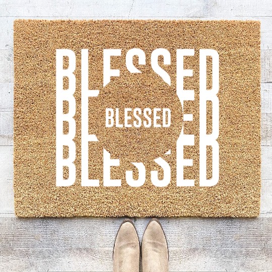 Blessed Love Jesus Christian Christmas Coir Doormats