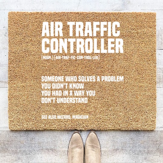 Funny Air Traffic Controller An Airplane Runway Coir Doormats