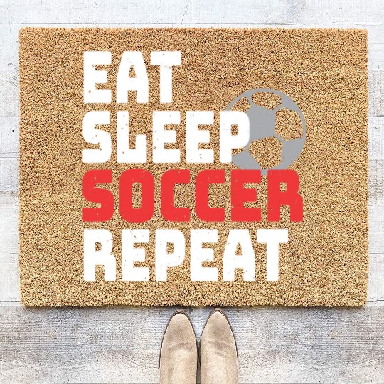 Eat Sleep Soccer Repeat Coir Doormats Soccer Player Coach