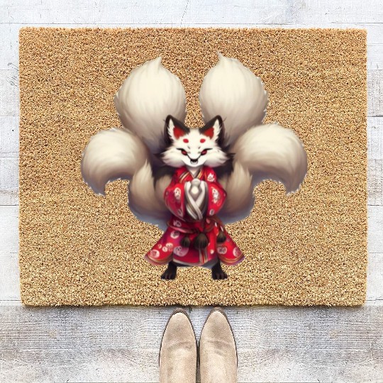 Kai the Kitsune Fox Spirit Yokai Anime Spirit Coir Doormats
