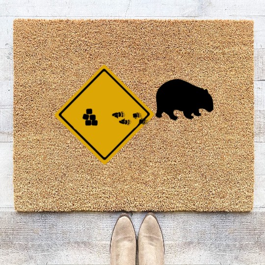 Wombat Poop Cubes Road Sign Coir Doormats