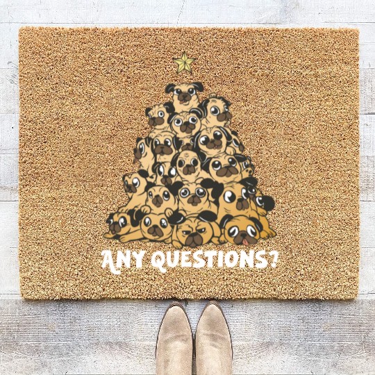 Pug Christmas Pug Santa Pug ornament Pug tree Pug Coir Doormats