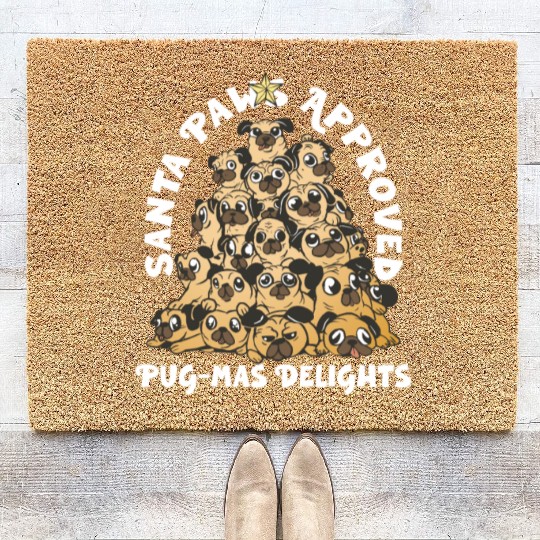 Pug Christmas Pug Santa Pug ornament Pug tree Pug Coir Doormats