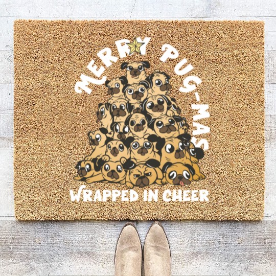 Pug Christmas Pug Santa Pug ornament Pug tree Pug Coir Doormats