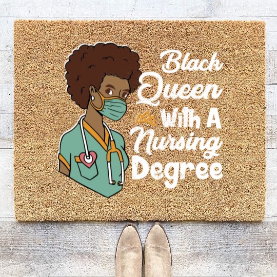 Black Queen With A Nursing Degree Coir Doormats