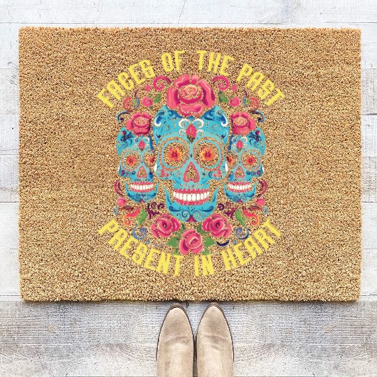 Dia De Los Muertos Sugar Skull Mexican Holiday Coir Doormats