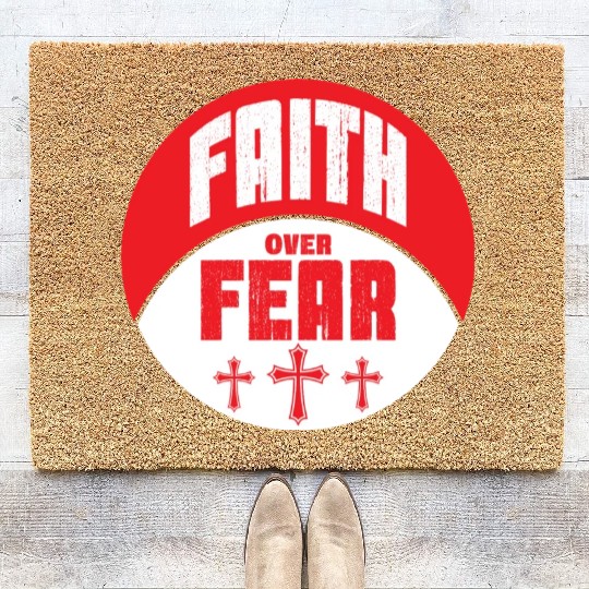 Faith Over Fear Love Jesus Christian Christmas Coir Doormats