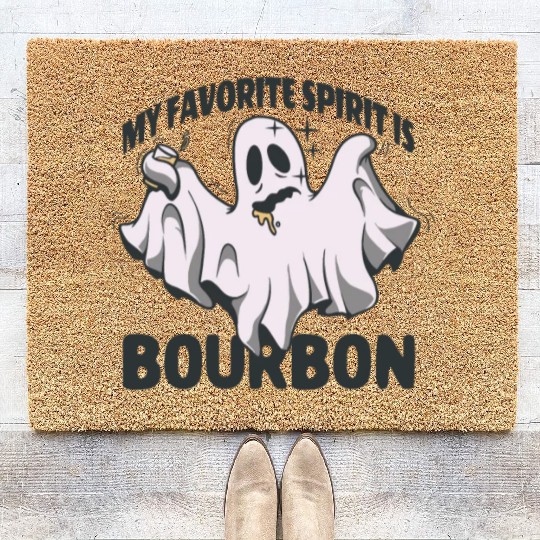 My Favorite Spirit Is Bourbon Halloween Ghost Coir Doormats