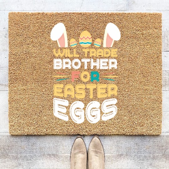 Will Trade Cousin Happy Easter Bunny Ears Eggs Hun Coir Doormats